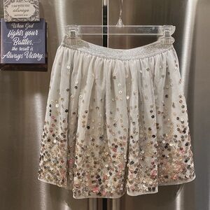 Cat & Jack Light Gray Sequined Tule Skirt Size GIRLS L (10-12)